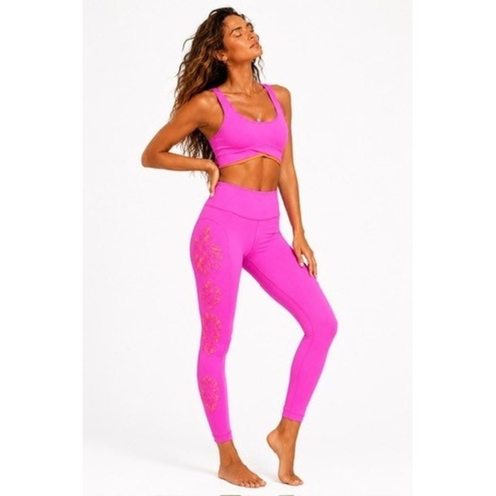 Free‎ People FP Movement Palm Springs Leggings Crop Top Set Pink S Activewear